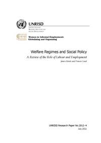 Welfare Regimes and Social Policy: A Review of the Role of Labour and Employment